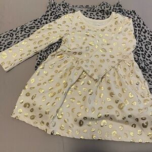 Two 2T Dresses - Gold Leopard Print and Black Leopard Print